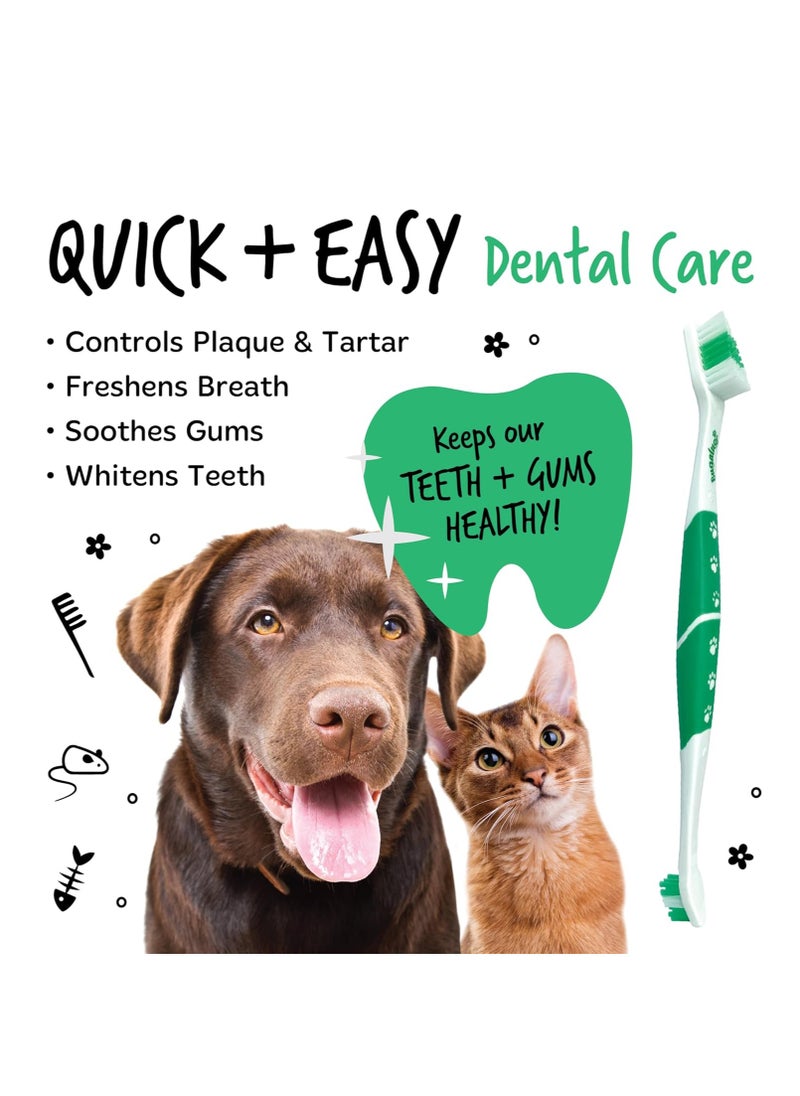 Dog Toothbrush and Cat Toothbrush Dual Ended Dog Plaque Remover Our Dental Dog Teeth Cleaning Products Makes Dog Teeth Cleaning Easier use with Dog Toothpaste and Cat Toothpaste