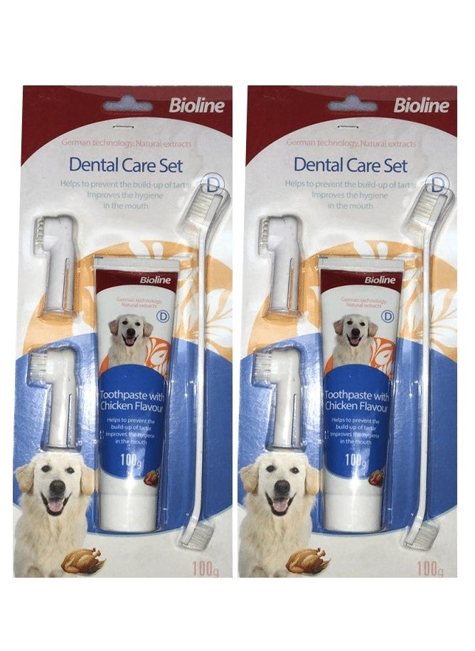 Dental Hygiene Set Chicken Flavor Toothpaste With Brush For Dogs 2X100g