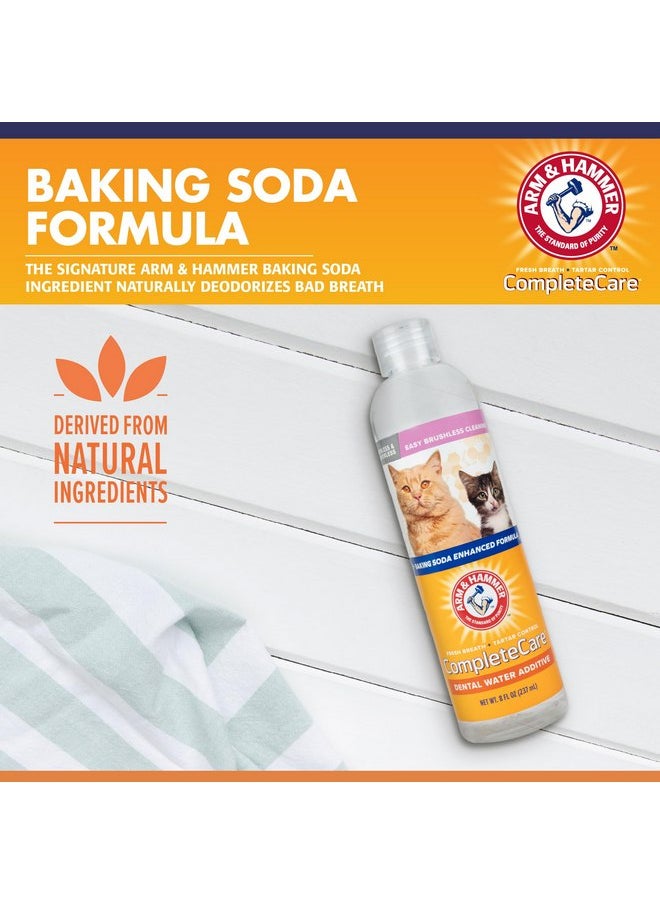 Arm & Hammer Complete Care Fresh Dental Water Additive for Cats - Cat Dental Care Solution for Bad Breath, Includes Cat Toothpaste Enzymatic Action, Ideal for Cat Grooming Supplies, 8 Fl Oz - 6 Pack