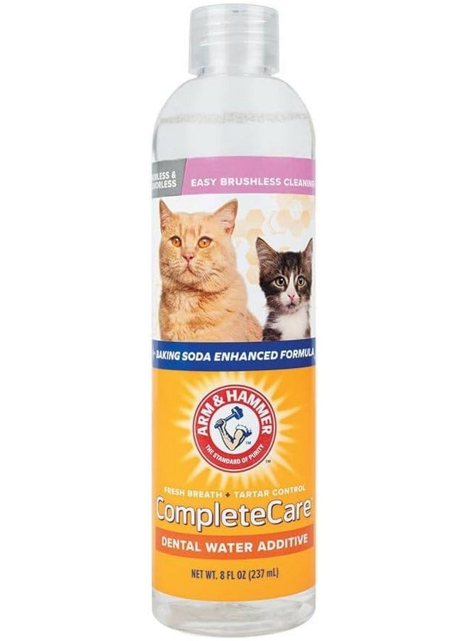 Arm & Hammer Complete Care Fresh Dental Water Additive for Cats - Cat Dental Care Solution for Bad Breath, Includes Cat Toothpaste Enzymatic Action, Ideal for Cat Grooming Supplies, 8 Fl Oz - 6 Pack