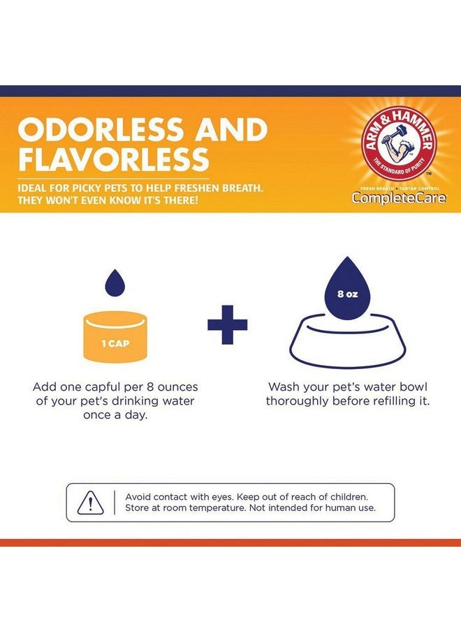 Arm & Hammer Complete Care Fresh Dental Water Additive for Cats - Cat Dental Care Solution for Bad Breath, Includes Cat Toothpaste Enzymatic Action, Ideal for Cat Grooming Supplies, 8 Fl Oz - 6 Pack
