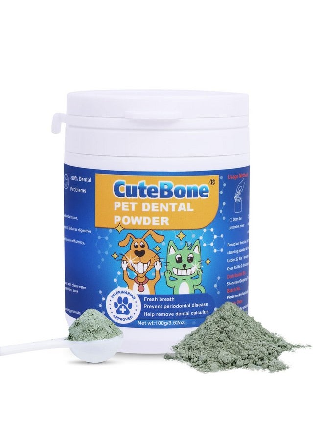 CuteBone Dog Teeth Cleaning Powder - Dog Dental Powder Pet Breath Freshener - Safe & Effective Natural Oral Care Formula Reduces Plaque & Tartar Promotes Healthy Gums Easy-to-Use for Dogs & Cats