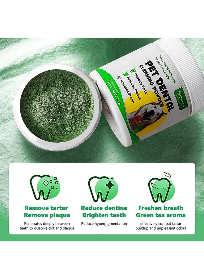 Teeth Cleaning Powder for Dog, 120G Dog Dental Powder, Support Teeth Cleaning Dental Powder for Dogs and Cats, Breath Freshener & Teeth Stain Remover, Plaque, Tartar Remover for All Size Dogs Cats