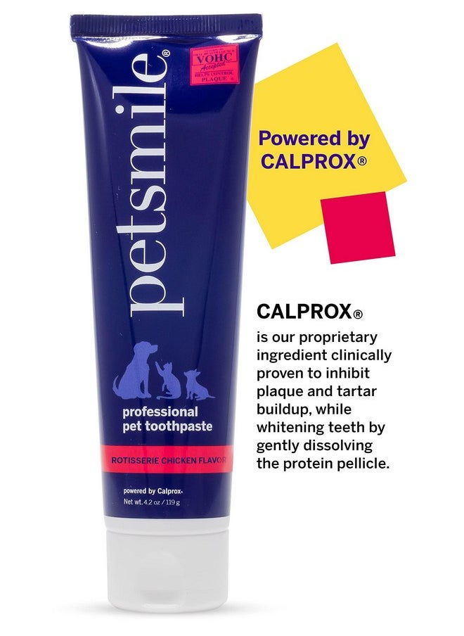 Petsmile Professional Pet Toothpaste - Cat & Dog Toothpaste for Plaque, Tartar, & Bad Breath - VOHC Accepted Non Enzymatic Dental Care for Cat & Dog Teeth Cleaning (Rotisserie Chicken, 2.5 Oz)