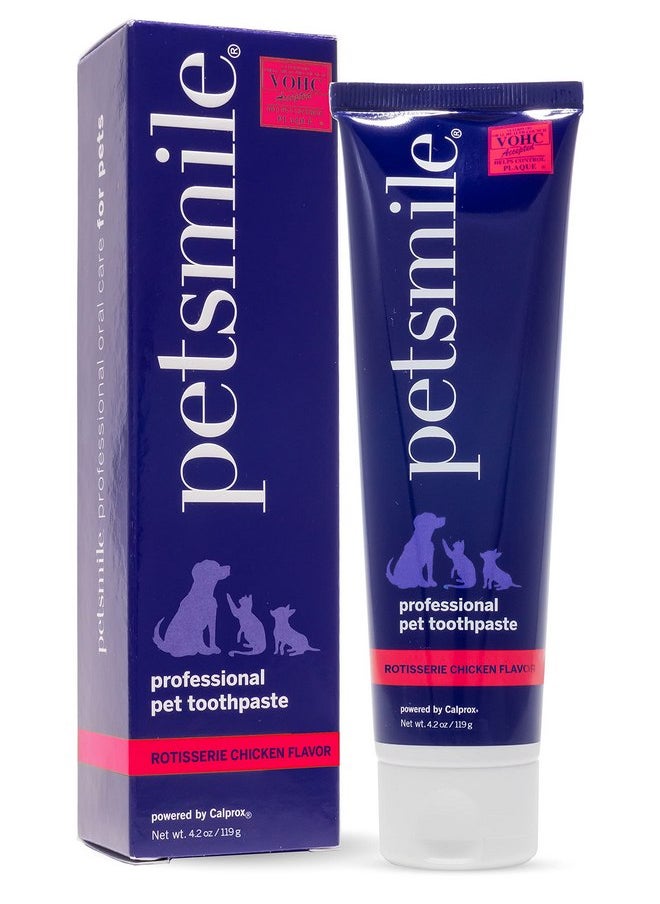 Petsmile Professional Pet Toothpaste - Cat & Dog Toothpaste for Plaque, Tartar, & Bad Breath - VOHC Accepted Non Enzymatic Dental Care for Cat & Dog Teeth Cleaning (Rotisserie Chicken, 4.2 Oz)