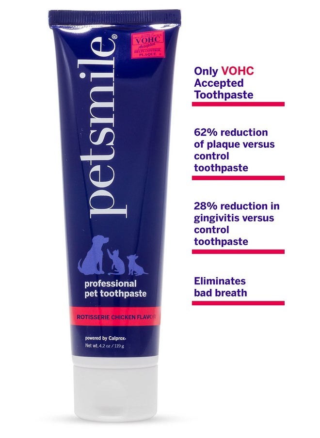 Petsmile Professional Pet Toothpaste - Cat & Dog Toothpaste for Plaque, Tartar, & Bad Breath - VOHC Accepted Non Enzymatic Dental Care for Cat & Dog Teeth Cleaning (Rotisserie Chicken, 4.2 Oz)