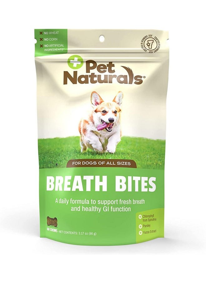 Pet Naturals Breath Bites Breath Freshener for Dogs, 60 Chews - Fresh Breath, Healthy GI Support and Dental Health