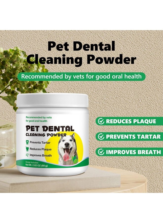 Dog Teeth Cleaning Powder，Dog Dental Powder，Dog Breath Freshener Powder with Probiotics for Bad Breath, Plaque, Tartar Remover - Dental Supplies - 80g