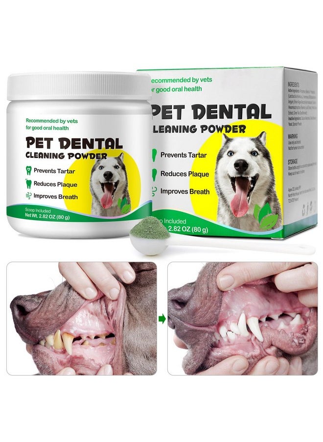 Dog Teeth Cleaning Powder，Dog Dental Powder，Dog Breath Freshener Powder with Probiotics for Bad Breath, Plaque, Tartar Remover - Dental Supplies - 80g