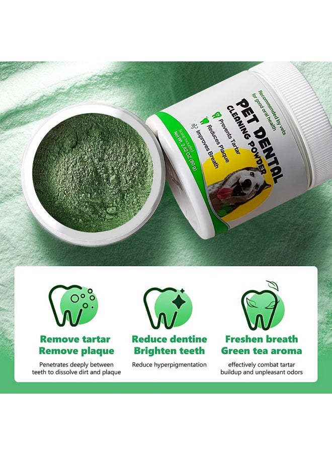 Dog Teeth Cleaning Powder，Dog Dental Powder，Dog Breath Freshener Powder with Probiotics for Bad Breath, Plaque, Tartar Remover - Dental Supplies - 80g