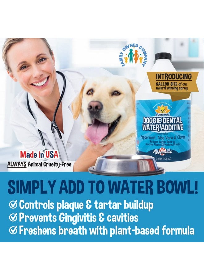 New Peppermint Fresh Breath Dental Water Additive for Dogs and Pets | Teeth, Breath, and Healthy Gums | Tartar Cleaning, Plaque Remover & Fresh Drinking Oral Care Cleaner No Brush Required (128oz)