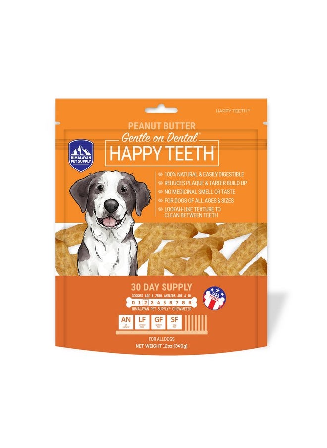Himalayan Dog Chew Happy Teeth Peanut Butter Dental Chews - Dog Teeth Cleaning, Dental Treats for Dogs, 100% Natural, Digestible, Removes Plaque and Tartar, Gluten, Soy, Lactose Free, 30 Day Supply
