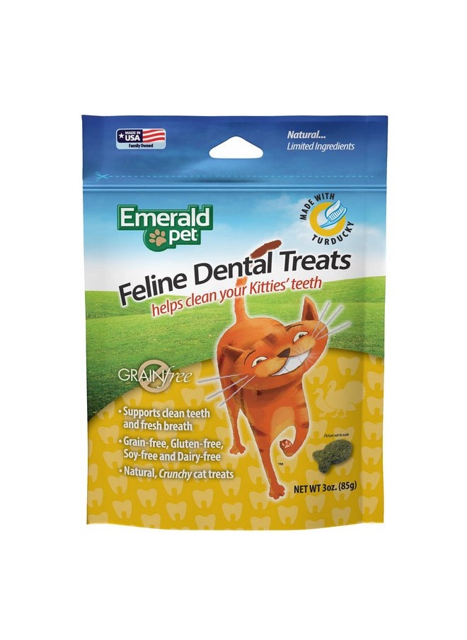 Feline Dental Treats - Tasty and Crunchy Cat Dental Treats Grain Free - Natural Dental Treats to Clean Cat Teeth, Freshen Cat Breath, and Reduce Plaque and Tartar Buildup - Turducky Treats, 3 oz