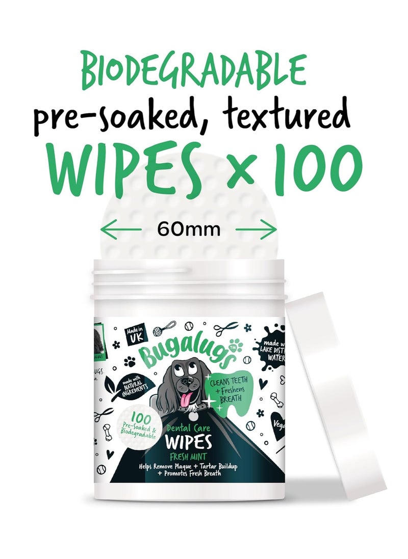 Dog Breath Freshener Dog Teeth Wipes Dog Plaque Remover Dog Wipes and tartar remover for teeth Dog Teeth Cleaning Product No Dog Toothbrush And Toothpaste Brushing Needed Dog 100 Wipes