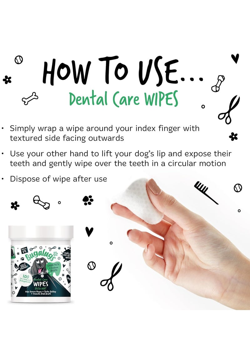 Dog Breath Freshener Dog Teeth Wipes Dog Plaque Remover Dog Wipes and tartar remover for teeth Dog Teeth Cleaning Product No Dog Toothbrush And Toothpaste Brushing Needed Dog 100 Wipes