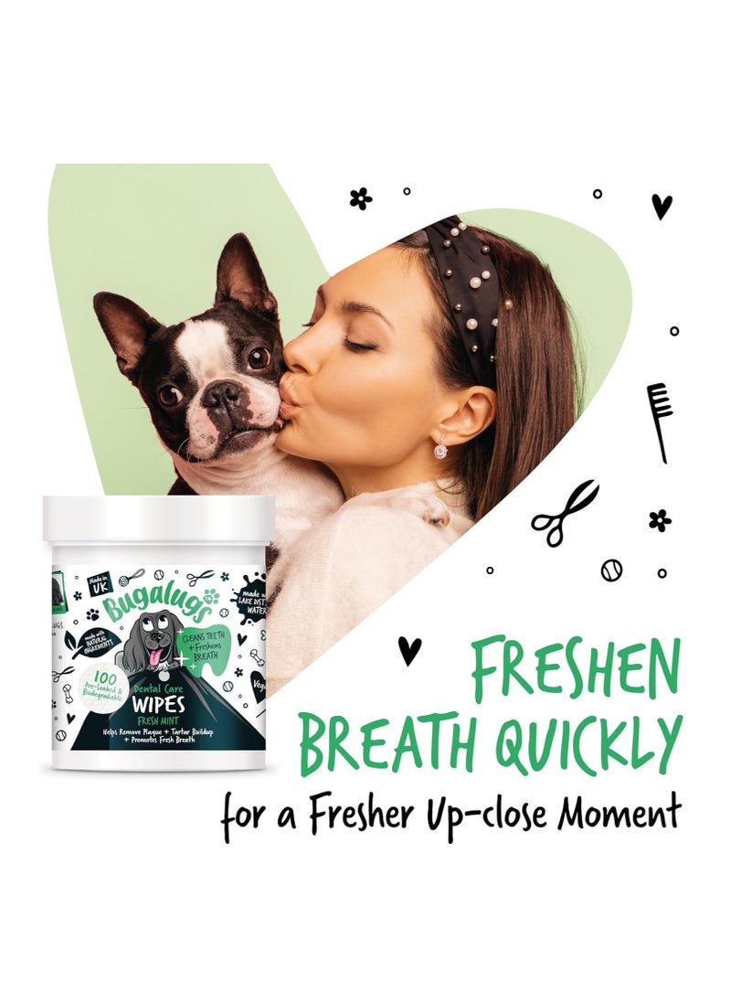 Dog Breath Freshener Dog Teeth Wipes Dog Plaque Remover Dog Wipes and tartar remover for teeth Dog Teeth Cleaning Product No Dog Toothbrush And Toothpaste Brushing Needed Dog 100 Wipes