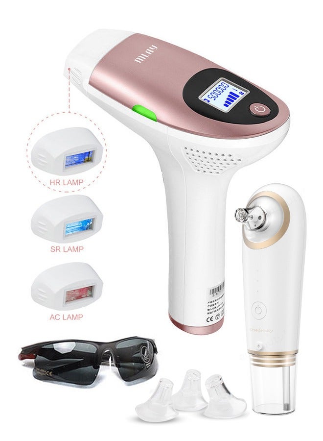 T3 3-In-1 Home IPL Laser Hair Removal Carry Blackhead Cleaner Pink