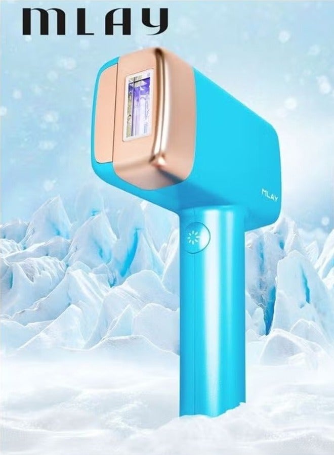 Newest MLAY T14 Laser  Painless Fast Hair Removal 3℃ Cold Compress/5-Levels/500000 Pulses Sky Blue