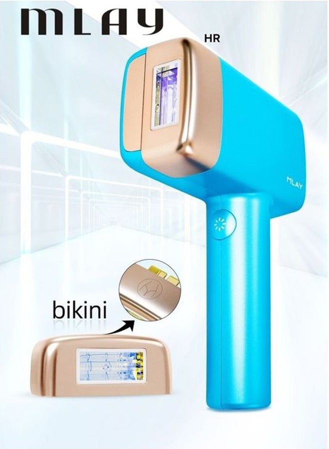 Updated MLAY T14 IPL Laser Painless Hair Removal Device With Bikini Lamp 3℃ Cold Compress/500000 Pulses/5-Levels Sky Blue