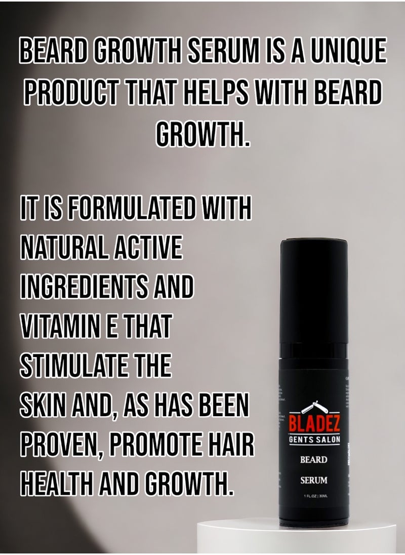 Beard Growth Serum Natural Active Ingredients and Vitamine E, Bladez Beard Care Professional  Line