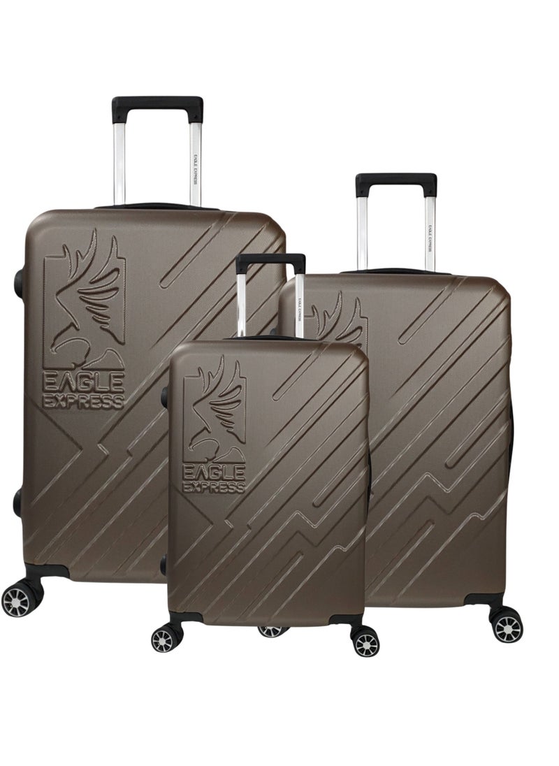 ROBUST ABS HARD TROLLEY 20,24,28 inch 3 Piece Set BROWN