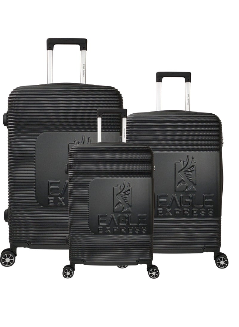 HORIZONE ABS HARD TROLLEY 20,24,28 inch 3 Piece Set BLACK