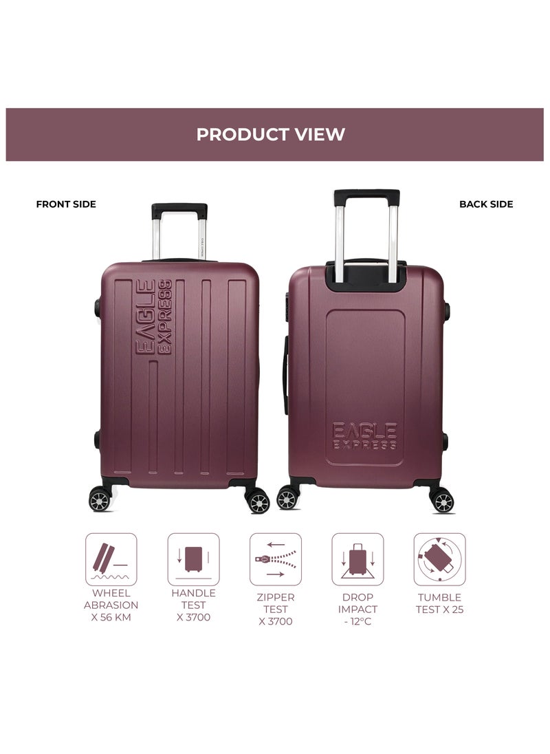 VENTURE ABS HARD TROLLEY 20,24,28 inch 3 Piece Set PURPLISH RED