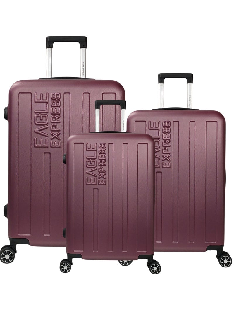 VENTURE ABS HARD TROLLEY 20,24,28 inch 3 Piece Set PURPLISH RED