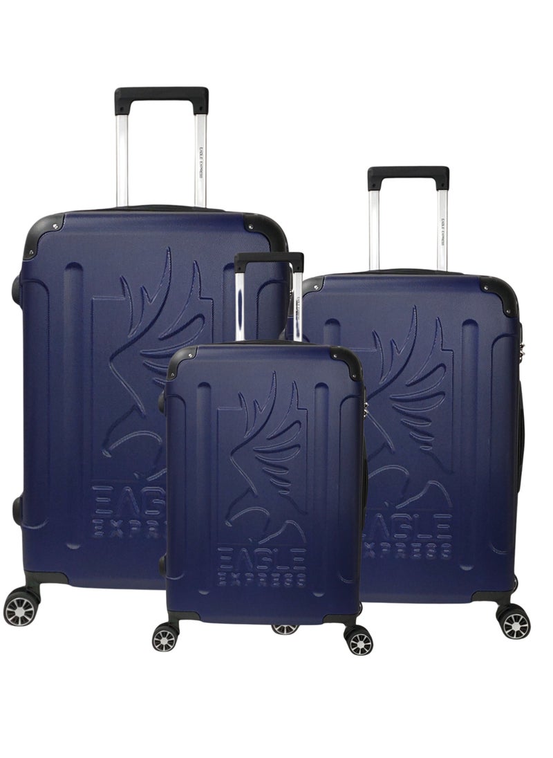 PROTECTOR ABS HARD TROLLEY 20,24,28 inch 3 Piece Set NAVY BLUE