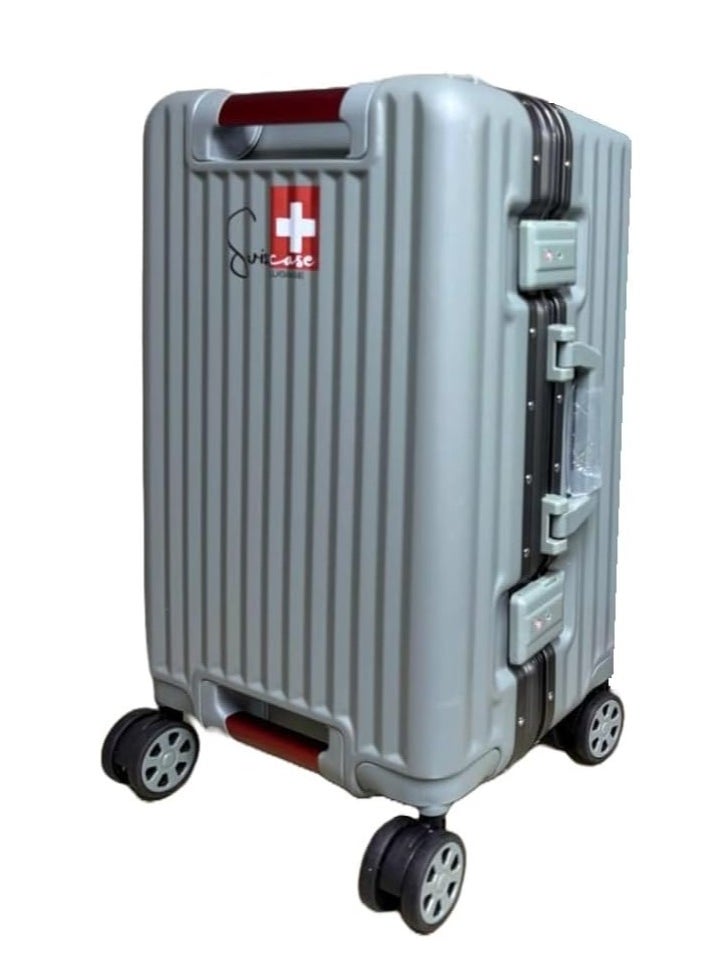SWISSCASE Luggage Set Of Two Piece, Hardshell Two-Sided Handle PC Set Of 20 And 24 Inches with Double Spinner Wheels, TSA Lock, Aluminium Frame, BTL-E045-greyset