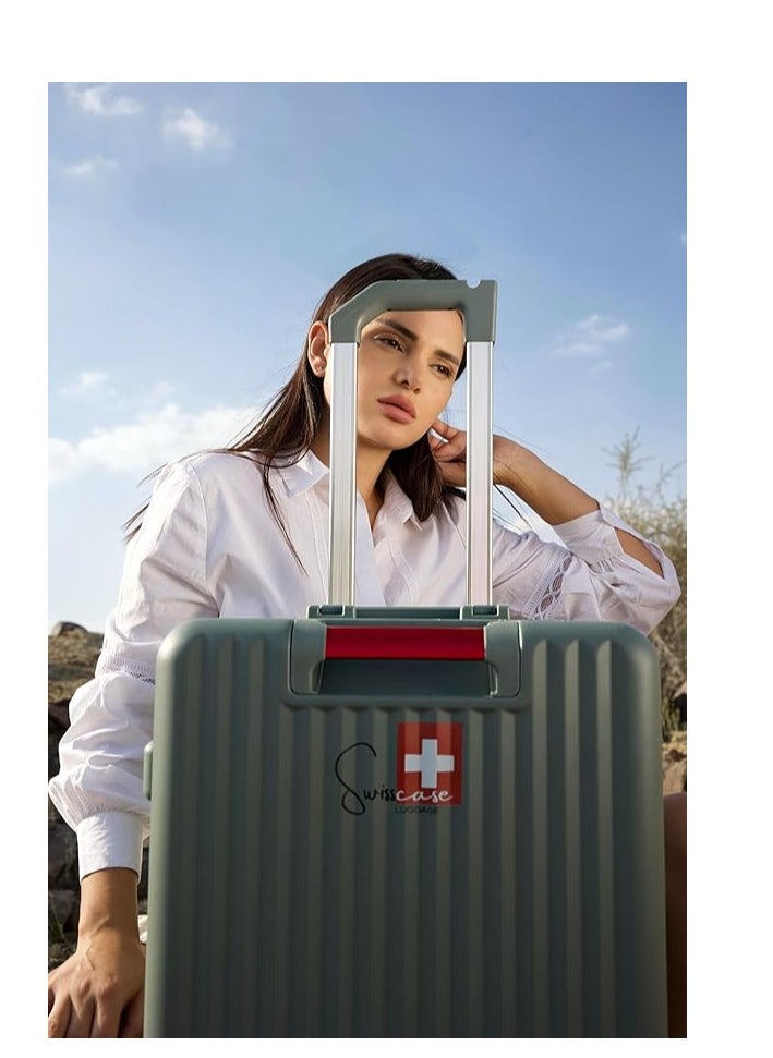 SWISSCASE Luggage Set Of Two Piece, Hardshell Two-Sided Handle PC Set Of 20 And 24 Inches with Double Spinner Wheels, TSA Lock, Aluminium Frame, BTL-E045-greyset