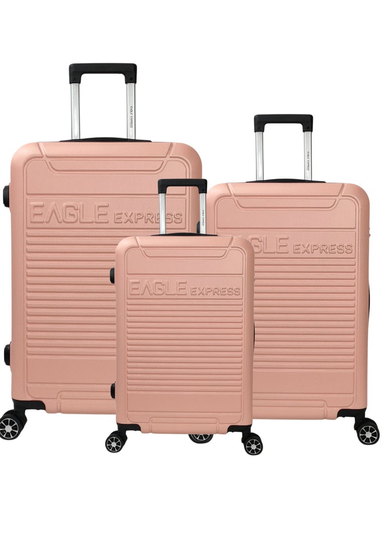 DEFENDER ABS HARD TROLLEY 20,24,28 inch 3 Piece Set BABY PINK