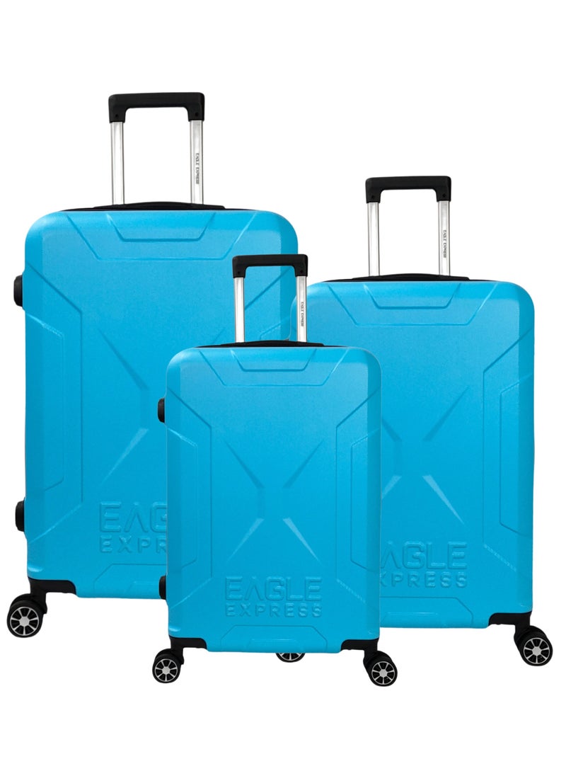 EXPEDITION ABS HARD TROLLEY 20,24,28 inch 3 Piece Set LIGHT BLUE