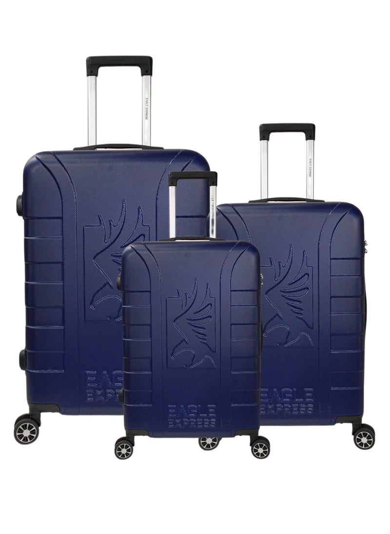 ELYSIUM ABS HARD TROLLEY 20,24,28 inch 3 Piece Set NAVY BLUE