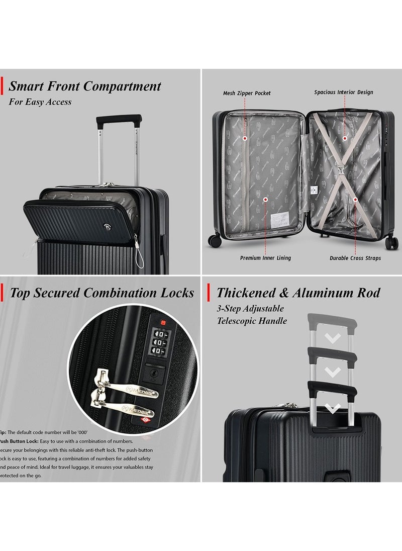 Lightweight Hardshell Luggage 3 Pcs Set with Front Opening Carry-On Suitcase for Easy Access and a Convenient Bottle Holder