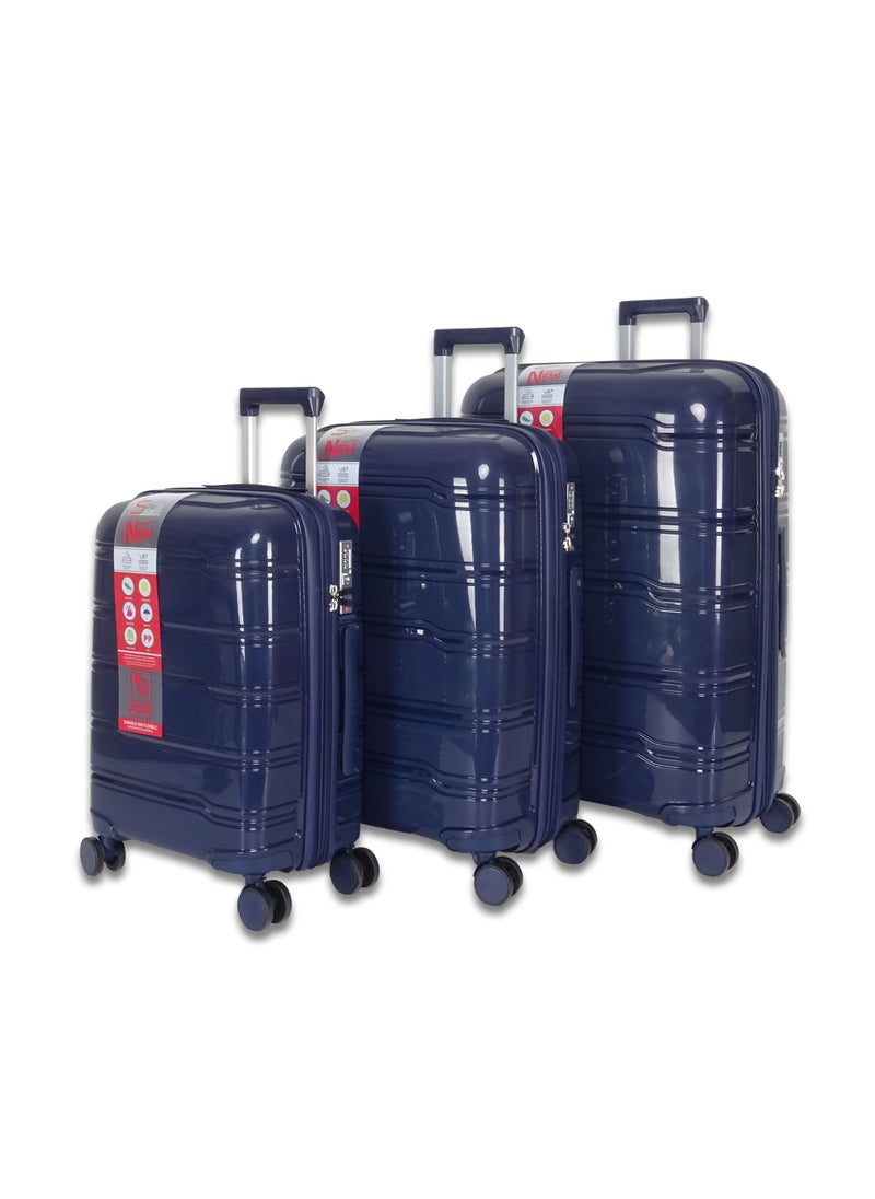 3-Piece PP Luggage Set – Lightweight Polypropylene Fashion Trolley Luggage Expandable Unbreakable Hard Shell with TSA Lock, Safe Security Zipper, and 4 Quiet 360° Double Spinner Wheels – 20