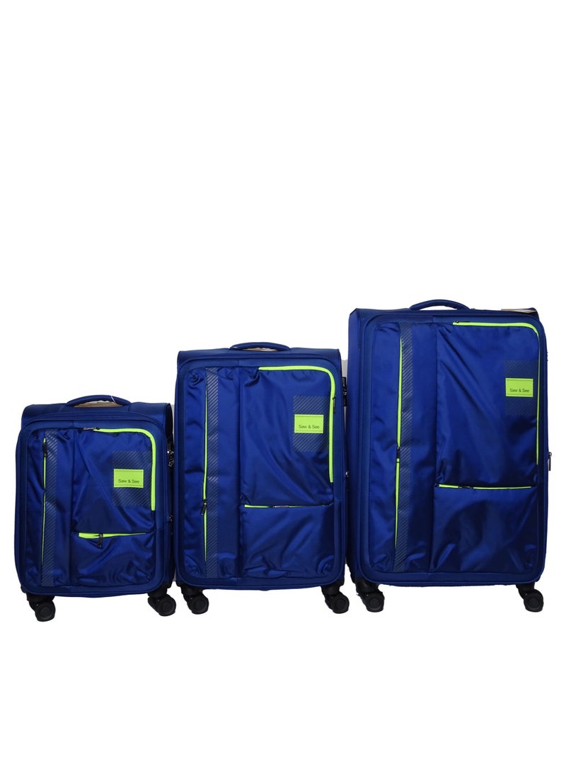 Luggage Trolley Bag 3 Piece Set - Soft side Expandable Nylon Ultra Lightweight Durable Waterproof Suitcase with TSA Lock, 4 Double Spinner Wheels & Anti-Theft Zipper - 20