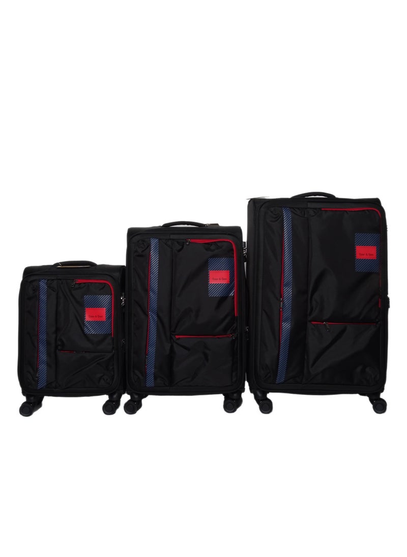 Luggage Trolley Bag 3 Piece Set - Soft side Expandable Nylon Ultra Lightweight Durable Waterproof Suitcase with TSA Lock, 4 Double Spinner Wheels & Anti-Theft Zipper - 20