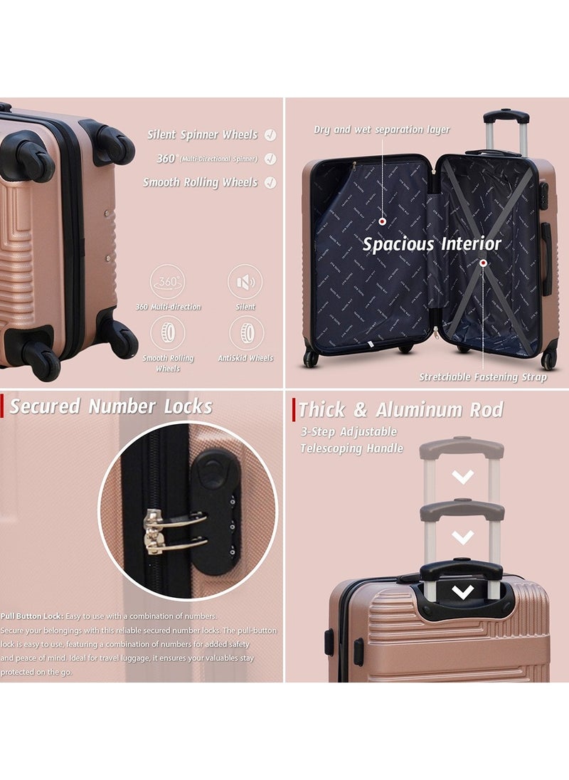 Lightweight Luggage Hard Shell Trolly with smooth spinner wheels and secured combination lock ABS Suitcases for travel.