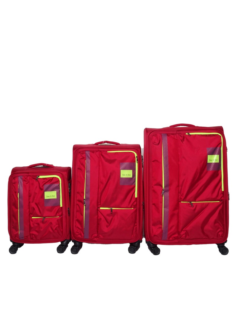 Luggage Trolley Bag 3 Piece Set - Soft side Expandable Nylon Ultra Lightweight Durable Waterproof Suitcase with TSA Lock, 4 Double Spinner Wheels & Anti-Theft Zipper - 20