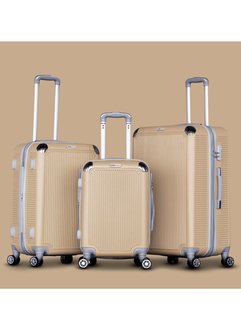 Luggage Hard Shell Trolly 3 Pcs Set with smooth spinner wheels and secured combination lock Suitcases for travel