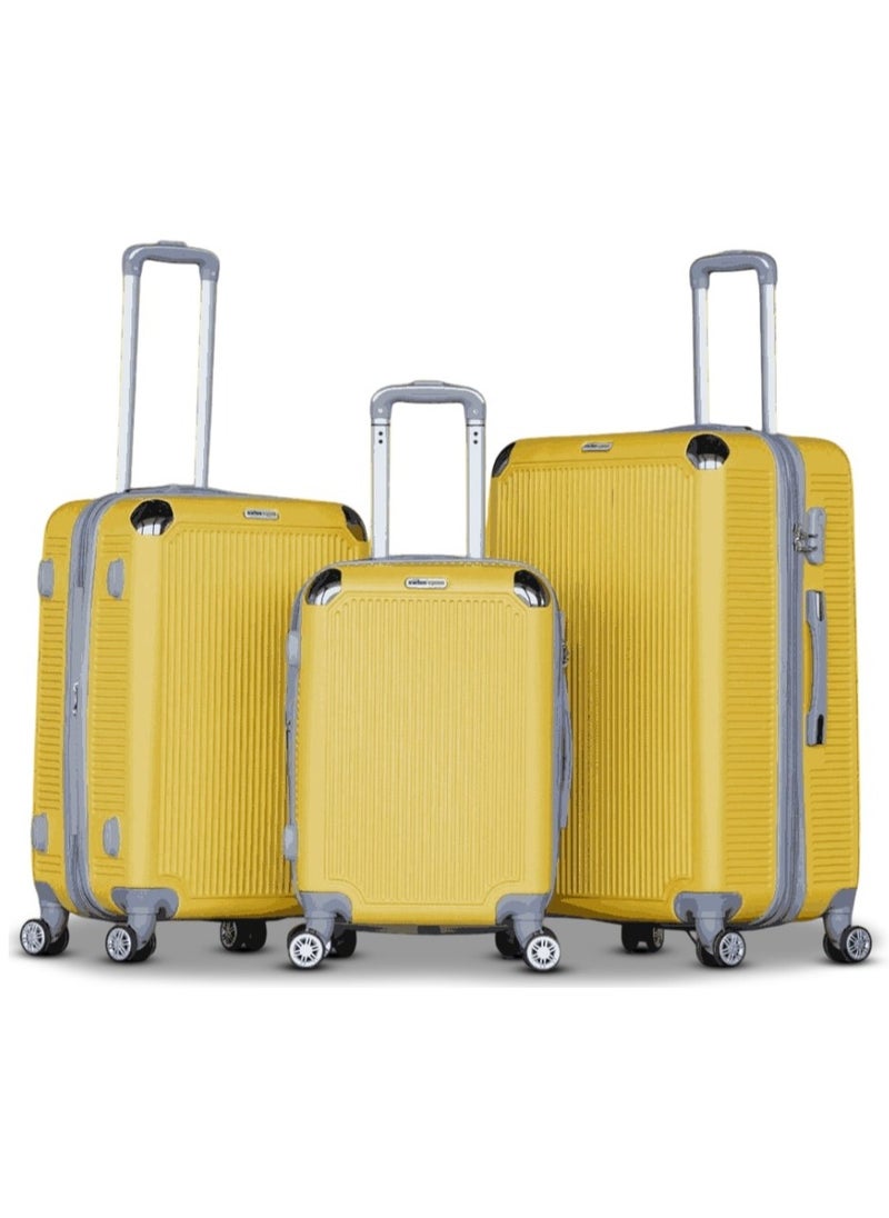 Luggage Hard Shell Trolly 3 Pcs Set with smooth spinner wheels and secured combination lock Suitcases for travel