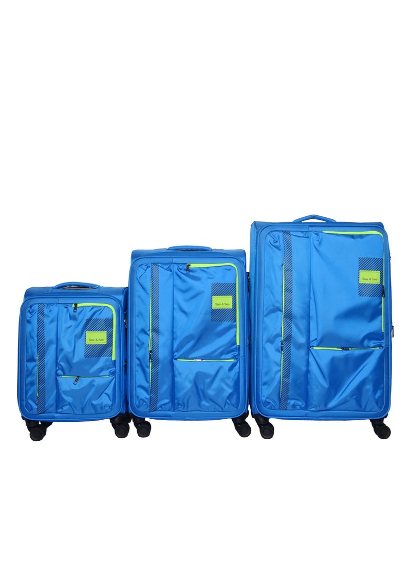 Luggage Trolley Bag 3 Piece Set - Soft side Expandable Nylon Ultra Lightweight Durable Waterproof Suitcase with TSA Lock, 4 Double Spinner Wheels & Anti-Theft Zipper - 20