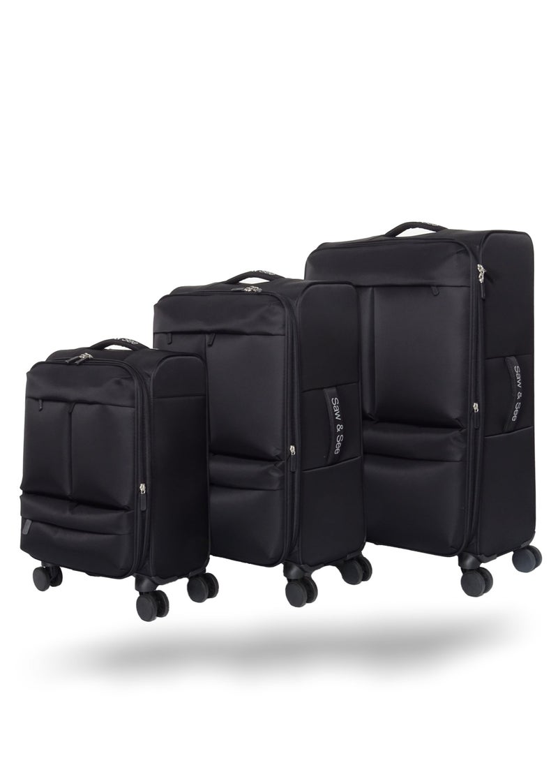 Luggage Trolley Bag 3 Piece Set - Soft side Expandable Nylon Ultra Lightweight Durable Waterproof Suitcase with TSA Lock, 4 Double Spinner Wheels & Anti-Theft Zipper - 20