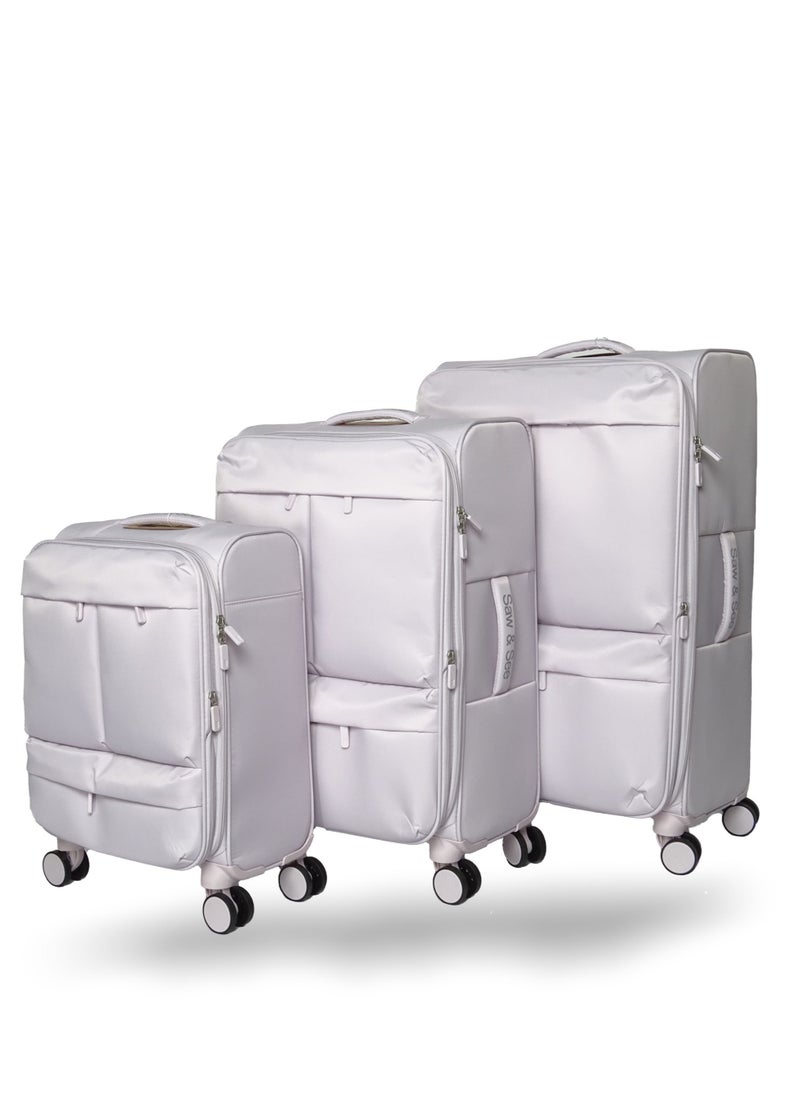 Luggage Trolley Bag 3 Piece Set - Soft side Expandable Nylon Ultra Lightweight Durable Waterproof Suitcase with TSA Lock, 4 Double Spinner Wheels & Anti-Theft Zipper - 20