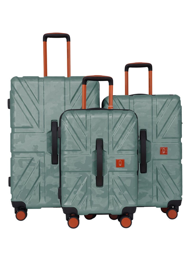 Urban Trekker 3 Pcs ABS Luggage Trolley Set - Green