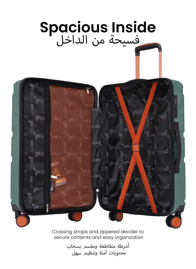 Urban Trekker 3 Pcs ABS Luggage Trolley Set - Green