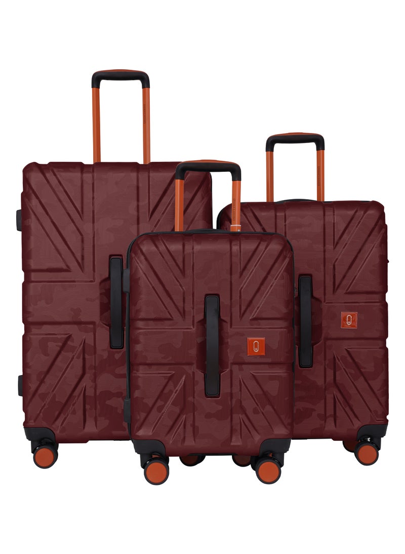 Urban Trekker 3 Pcs ABS Luggage Trolley Set - Burgundy