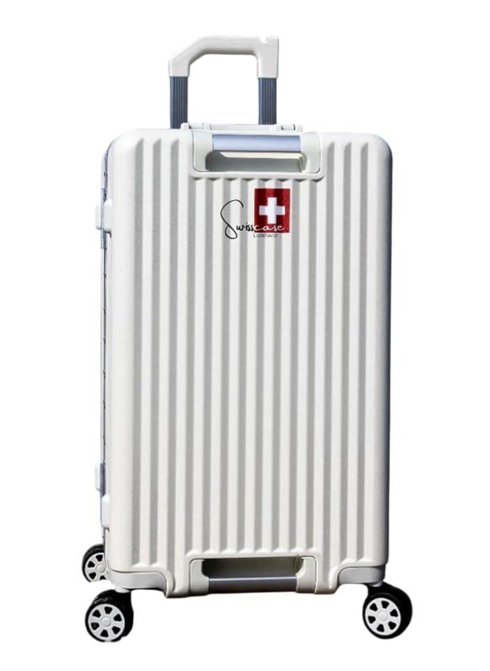 SWISSCASE Luggage Set Of Two Piece, Hardshell Two-Sided Handle PC Set Of 20 And 24 Inches with Double Spinner Wheels, Aluminium Frame, BTL-E045-whiteset