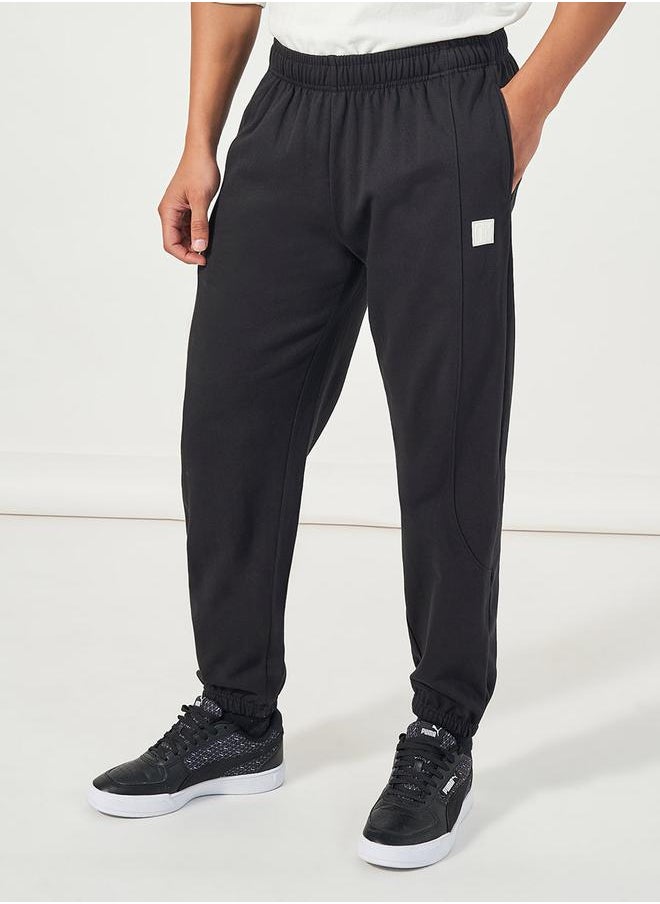 Relaxed Fit Joggers with Silicon Badge Detail